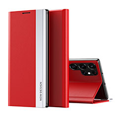 Handytasche Stand Schutzhülle Flip Leder Hülle T01 für Samsung Galaxy S21 Ultra 5G Rot