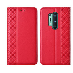 Handytasche Stand Schutzhülle Flip Leder Hülle T02 für OnePlus 8 Pro Rot