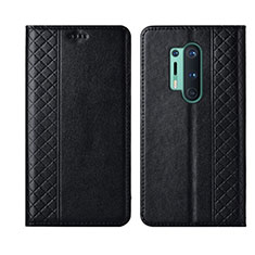 Handytasche Stand Schutzhülle Flip Leder Hülle T02 für OnePlus 8 Pro Schwarz