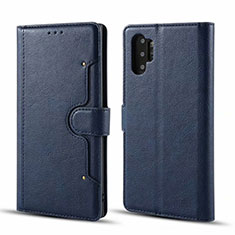 Handytasche Stand Schutzhülle Flip Leder Hülle T02 für Samsung Galaxy Note 10 Plus Blau