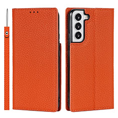 Handytasche Stand Schutzhülle Flip Leder Hülle T02D für Samsung Galaxy S21 5G Orange