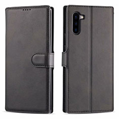 Handytasche Stand Schutzhülle Flip Leder Hülle T03 für Samsung Galaxy Note 10 Schwarz