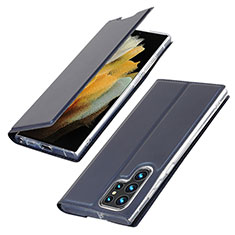 Handytasche Stand Schutzhülle Flip Leder Hülle T03D für Samsung Galaxy S21 Ultra 5G Blau