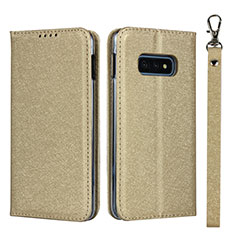 Handytasche Stand Schutzhülle Flip Leder Hülle T04 für Samsung Galaxy S10e Gold
