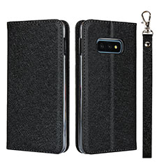 Handytasche Stand Schutzhülle Flip Leder Hülle T04 für Samsung Galaxy S10e Schwarz