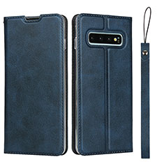 Handytasche Stand Schutzhülle Flip Leder Hülle T05 für Samsung Galaxy S10 Blau