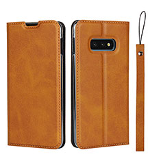 Handytasche Stand Schutzhülle Flip Leder Hülle T05 für Samsung Galaxy S10e Orange