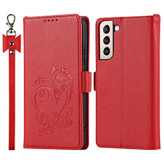 Handytasche Stand Schutzhülle Flip Leder Hülle T05D für Samsung Galaxy S22 5G Rot