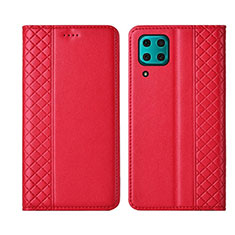 Handytasche Stand Schutzhülle Flip Leder Hülle T06 für Huawei P40 Lite Rot