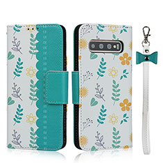 Handytasche Stand Schutzhülle Flip Leder Hülle T06 für Samsung Galaxy S10 5G Cyan