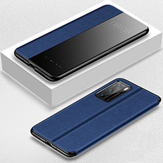 Handytasche Stand Schutzhülle Flip Leder Hülle T07 für Huawei P40 Blau