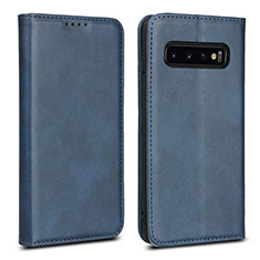 Handytasche Stand Schutzhülle Flip Leder Hülle T07 für Samsung Galaxy S10 Blau