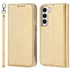 Handytasche Stand Schutzhülle Flip Leder Hülle T08D für Samsung Galaxy S21 5G Gold