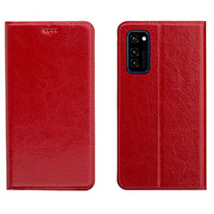 Handytasche Stand Schutzhülle Flip Leder Hülle T09 für Huawei Honor V30 5G Rot