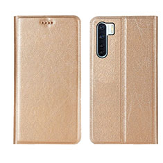 Handytasche Stand Schutzhülle Flip Leder Hülle T09 für Oppo A91 Gold