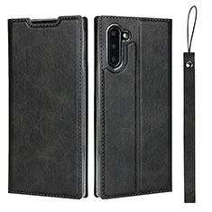 Handytasche Stand Schutzhülle Flip Leder Hülle T09 für Samsung Galaxy Note 10 Schwarz