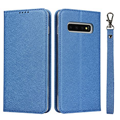 Handytasche Stand Schutzhülle Flip Leder Hülle T09 für Samsung Galaxy S10 Plus Blau