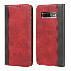 Handytasche Stand Schutzhülle Flip Leder Hülle T09 für Samsung Galaxy S10 Rot