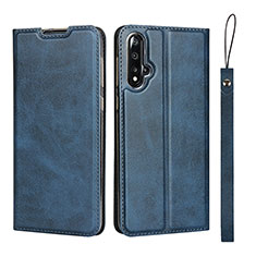 Handytasche Stand Schutzhülle Flip Leder Hülle T10 für Huawei Nova 5 Blau