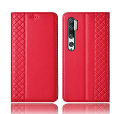 Handytasche Stand Schutzhülle Flip Leder Hülle T10 für Xiaomi Mi Note 10 Pro Rot