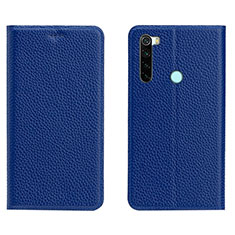 Handytasche Stand Schutzhülle Flip Leder Hülle T10 für Xiaomi Redmi Note 8 (2021) Blau