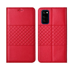Handytasche Stand Schutzhülle Flip Leder Hülle T11 für Huawei Honor V30 5G Rot