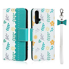 Handytasche Stand Schutzhülle Flip Leder Hülle T11 für Huawei Nova 5 Pro Cyan