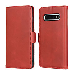 Handytasche Stand Schutzhülle Flip Leder Hülle T14 für Samsung Galaxy S10 Plus Rot