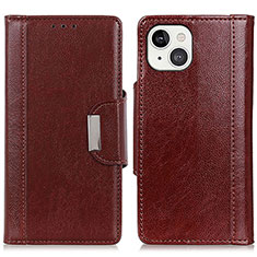 Handytasche Stand Schutzhülle Flip Leder Hülle T15 für Apple iPhone 14 Braun