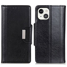 Handytasche Stand Schutzhülle Flip Leder Hülle T15 für Apple iPhone 14 Schwarz