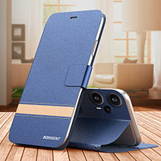 Handytasche Stand Schutzhülle Flip Leder Hülle TB1 für Xiaomi Poco F5 5G Blau