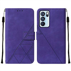 Handytasche Stand Schutzhülle Flip Leder Hülle Y01B für Oppo Reno6 Pro 5G India Violett