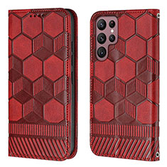Handytasche Stand Schutzhülle Flip Leder Hülle Y01B für Samsung Galaxy S22 Ultra 5G Rot