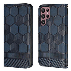 Handytasche Stand Schutzhülle Flip Leder Hülle Y01B für Samsung Galaxy S23 Ultra 5G Blau