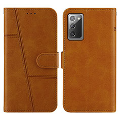 Handytasche Stand Schutzhülle Flip Leder Hülle Y01X für Samsung Galaxy Note 20 5G Hellbraun