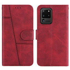 Handytasche Stand Schutzhülle Flip Leder Hülle Y01X für Samsung Galaxy S20 Ultra Rot