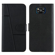 Handytasche Stand Schutzhülle Flip Leder Hülle Y01X für Xiaomi Poco X3 NFC Schwarz