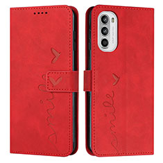 Handytasche Stand Schutzhülle Flip Leder Hülle Y03X für Motorola MOTO G52 Rot