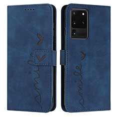 Handytasche Stand Schutzhülle Flip Leder Hülle Y03X für Samsung Galaxy S20 Ultra 5G Blau