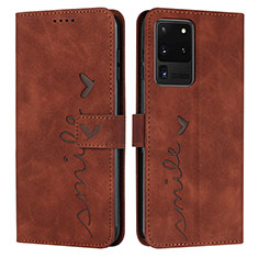 Handytasche Stand Schutzhülle Flip Leder Hülle Y03X für Samsung Galaxy S20 Ultra Braun
