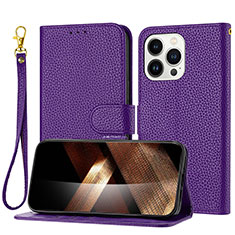 Handytasche Stand Schutzhülle Flip Leder Hülle Y09X für Apple iPhone 14 Pro Max Violett