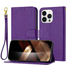 Handytasche Stand Schutzhülle Flip Leder Hülle Y09X für Apple iPhone 15 Pro Violett