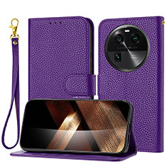 Handytasche Stand Schutzhülle Flip Leder Hülle Y09X für Oppo Find X6 Pro 5G Violett