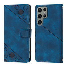 Handytasche Stand Schutzhülle Flip Leder Hülle YB1 für Samsung Galaxy S23 Ultra 5G Blau