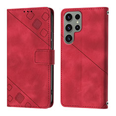 Handytasche Stand Schutzhülle Flip Leder Hülle YB1 für Samsung Galaxy S23 Ultra 5G Rot