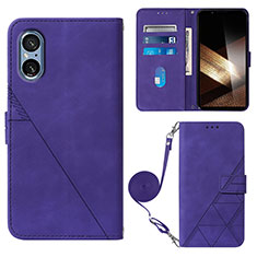 Handytasche Stand Schutzhülle Flip Leder Hülle YB2 für Sony Xperia 5 V Violett