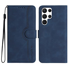 Handytasche Stand Schutzhülle Flip Leder Hülle YX2 für Samsung Galaxy S23 Ultra 5G Blau