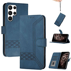 Handytasche Stand Schutzhülle Flip Leder Hülle YX4 für Samsung Galaxy S23 Ultra 5G Blau