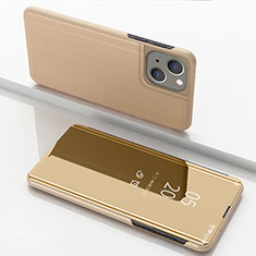 Handytasche Stand Schutzhülle Flip Leder Rahmen Spiegel Tasche für Apple iPhone 13 Gold