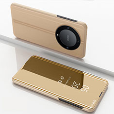 Handytasche Stand Schutzhülle Flip Leder Rahmen Spiegel Tasche für Huawei Honor Magic6 Lite 5G Gold